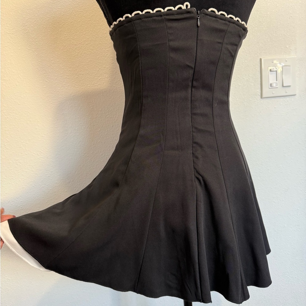 Musera Strapless Black & White Fit-and-Flare Dress | Size Small - Picture 6 of 9